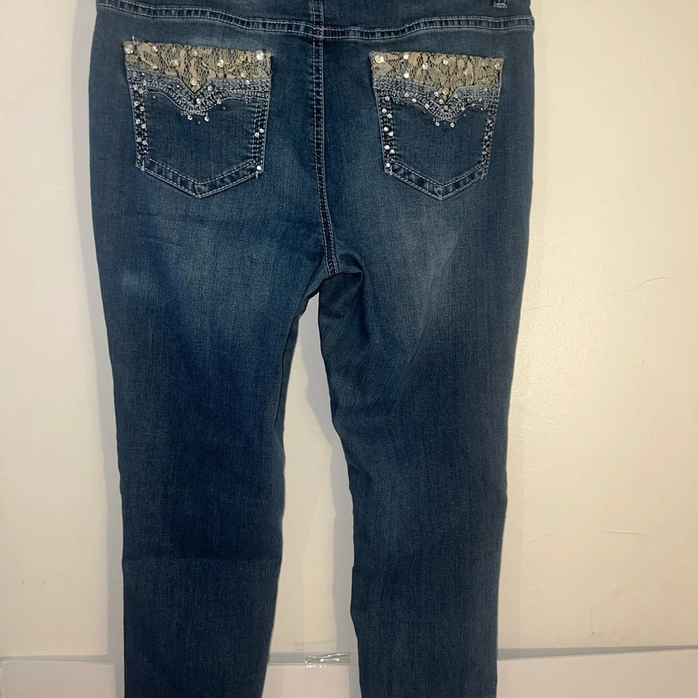 Earl Jeans, 8 mid rise skinny ankle. Embellished jeweled studs pockets - Picture 8 of 10